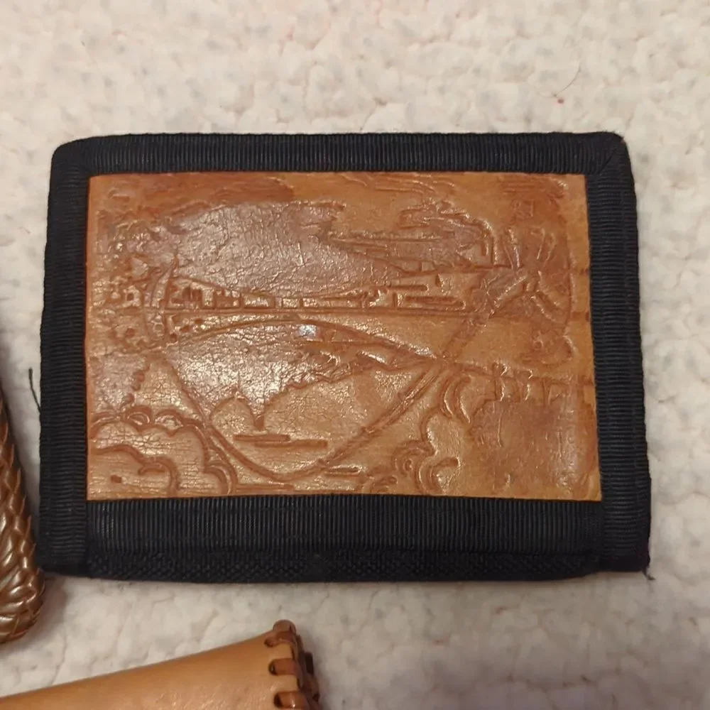 Vintage wallets and coin purse, hand-tooled & stitched‎